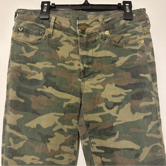 True Religion Halle Olive Camo Jeans Mid Rise Super Skinny size 26 - Picture 2 of 10